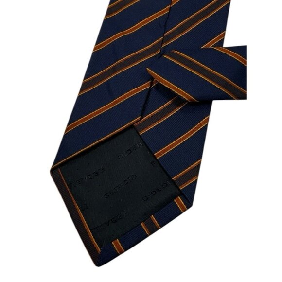 GIORGIO REDAELLI Men's 100% Silk Necktie LUXURY Navy Orange Striped W:3.7" EUC - Picture 4 of 4